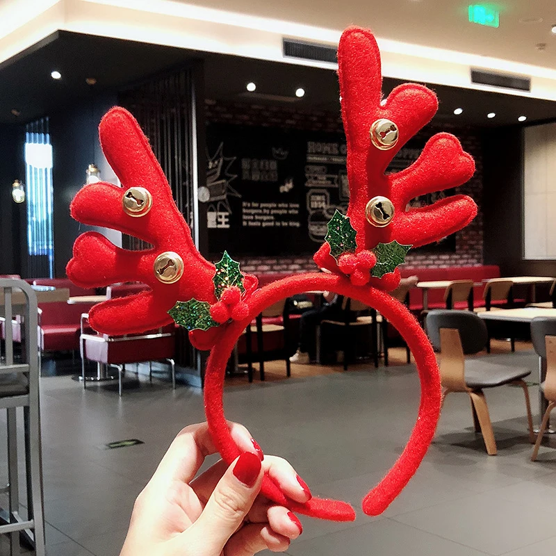 1PC Christmas Headbands Sequins Reindeer Antlers Ears Hair Clips For Women Girl Christmas Party Cosplay Light Headdress