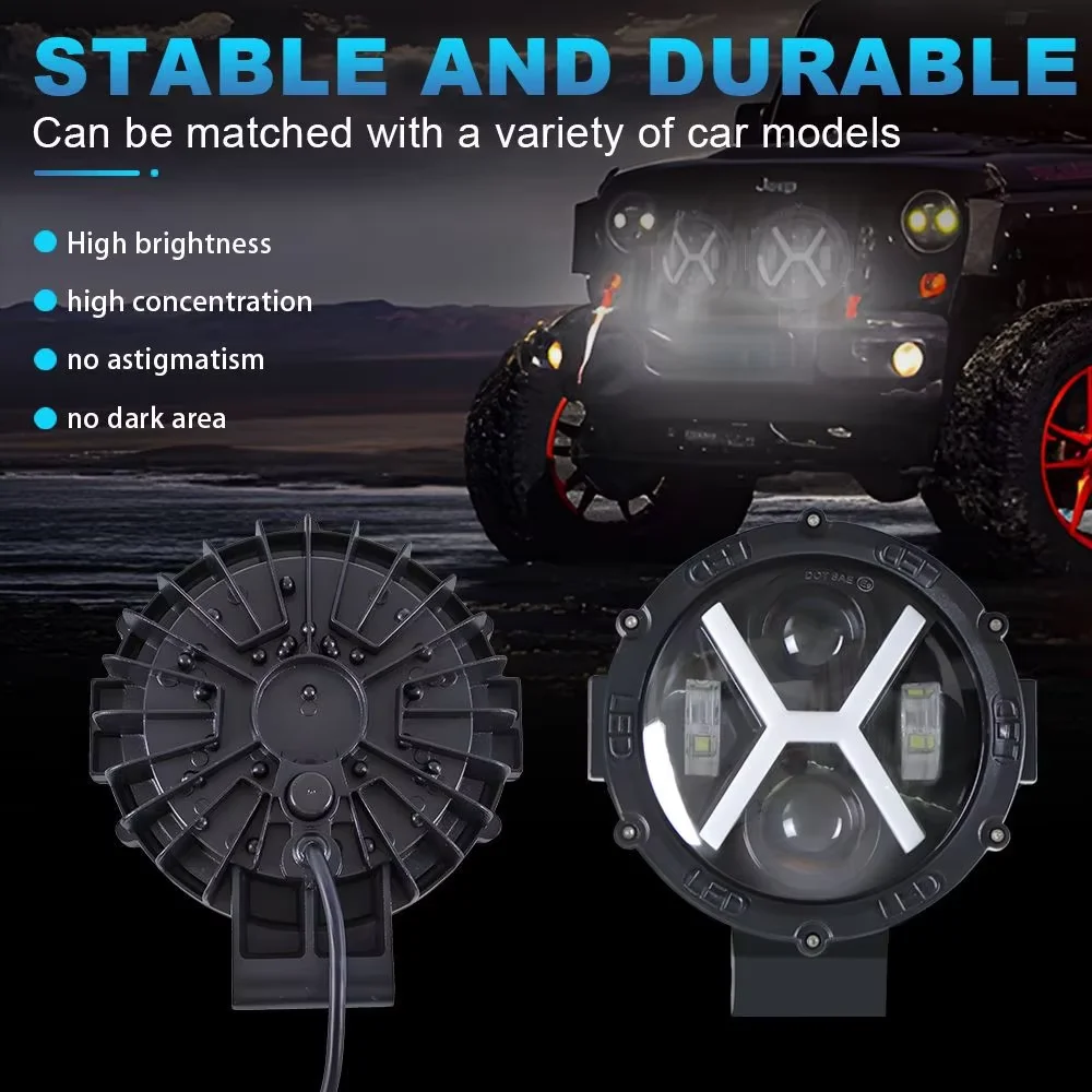 LED 작업등 드라이빙 스팟 라이트 4x4 오프로드 지프 트랙터 트럭 자동차 7인치 원형 라이트 바 헤드라이트 LED 엔젤 아이 12V 24V