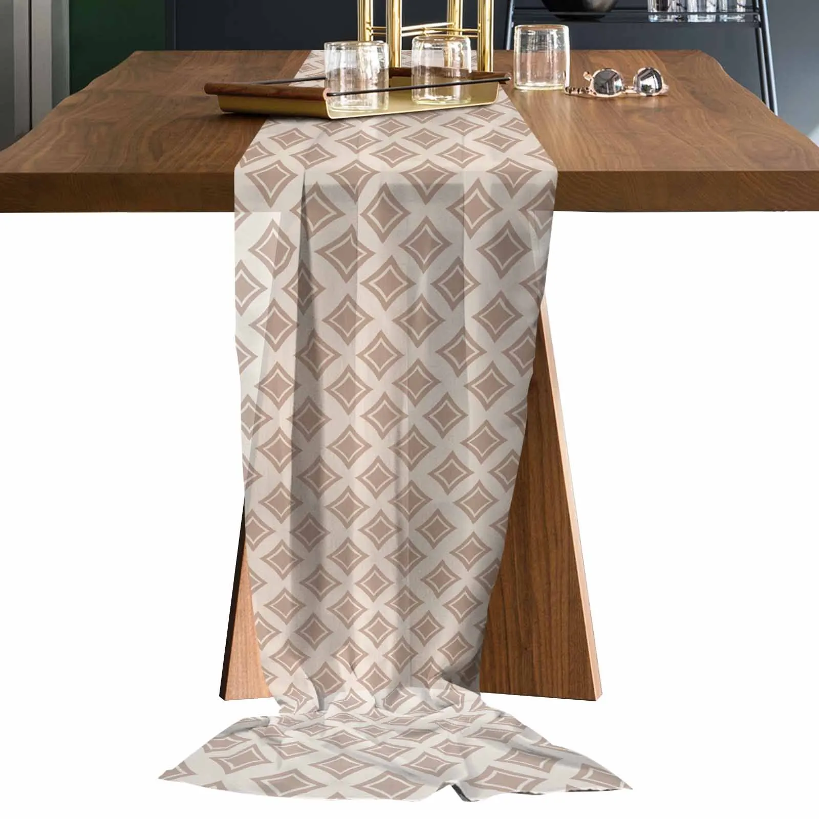 

Retro Floral Geometric Abstract Tulle Table Runner Wedding Decor Chiffon Table Runner Holiday Dinner Table Decoration