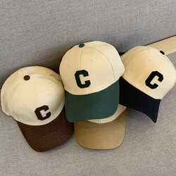 Unisex Cotton Baseball Cap for Men Casual Snapback Hat Women Letter C Patchwork Summer Sun Visor Caps