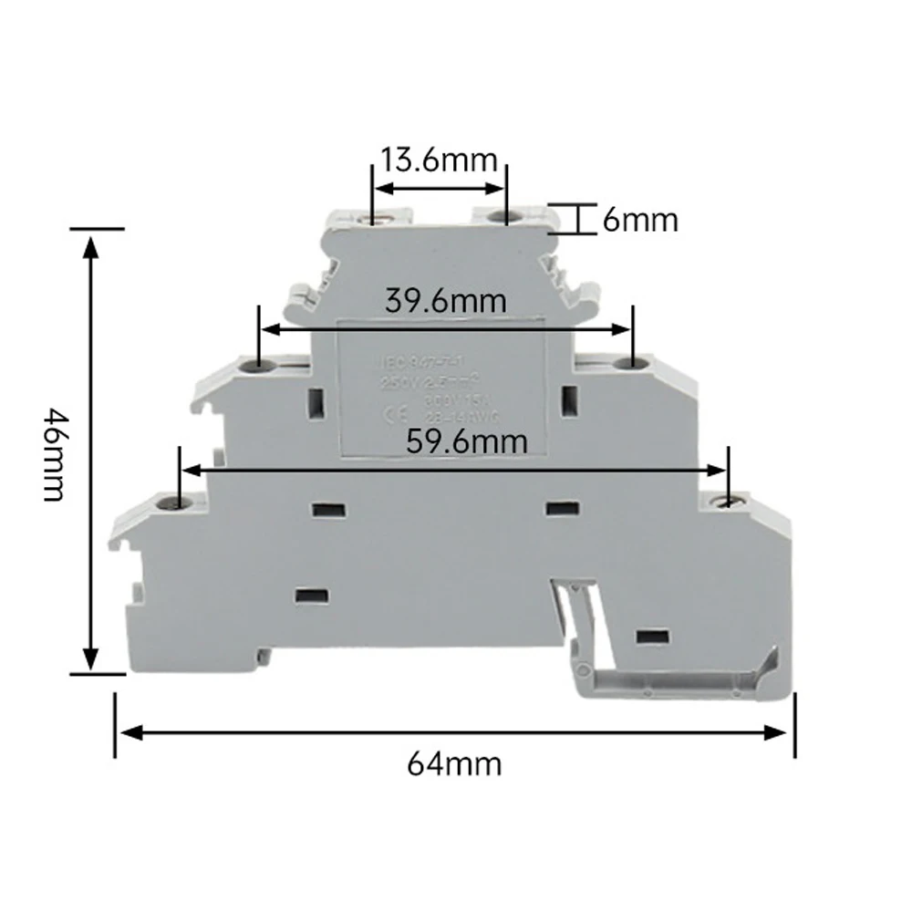 10Pcs DIKD1.5 Three Layer Terminals Electrical Connector DIN Rail Terminal Block 0.2-2.5 mm&sup2; Rail Sensor Brass Terminal Block