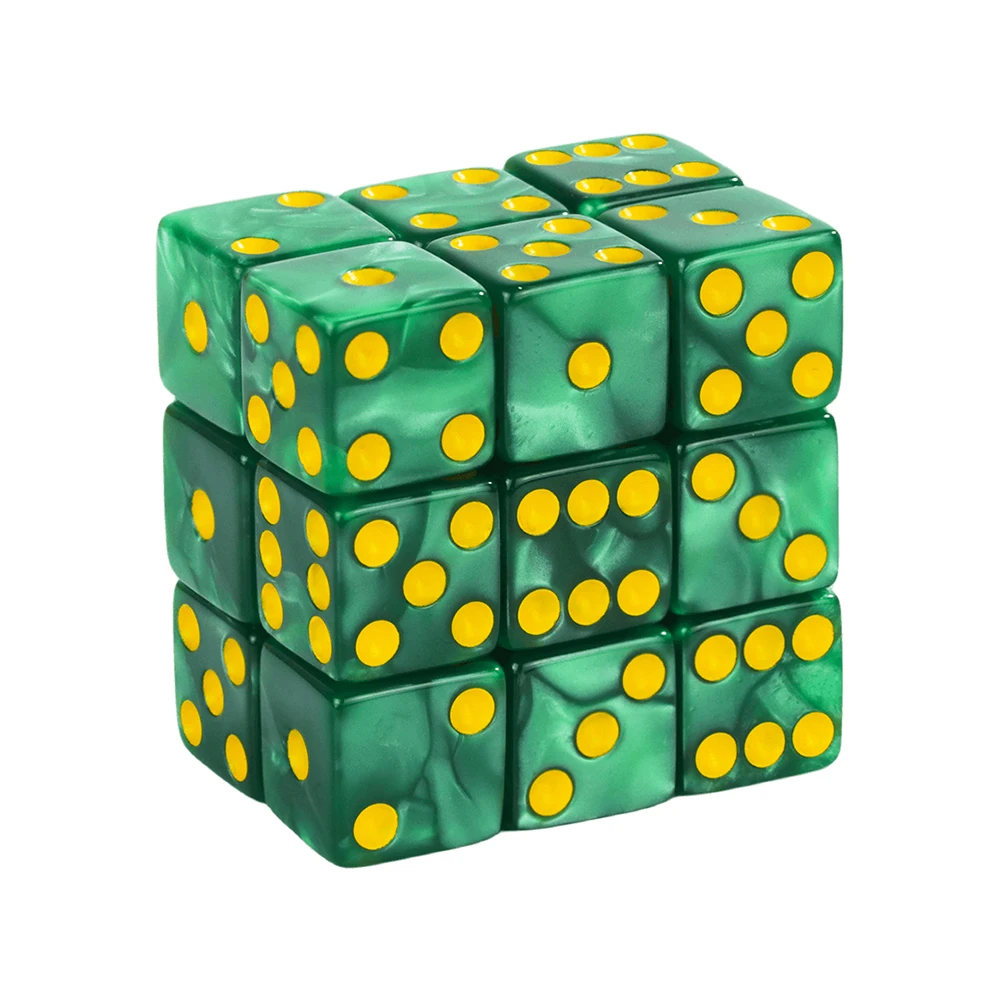 10PCs Marble D6 Game Dice Square Corner 16MM Math Entertainment Acrylic Gambling Tool