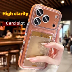Crystal Clear Wallet Case with Card Holder Slot - Transparent Protective Phone Case - iPhone 17 Pro (Transparent)