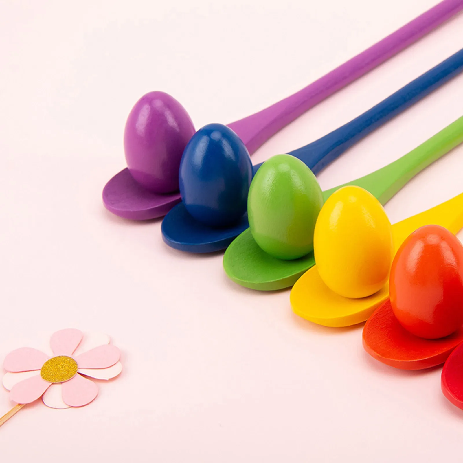 6 Players Carnival Game Egg And Spoon Relay Game For Kids & Adults Holiday Outdoor Yard Easter Egg Hunt For Kids 2