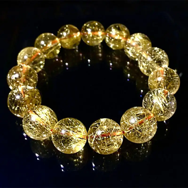 

Original Natural Brazil Gold Rutilated Quartz Bracelet Rutile Super Flash Bracelet Girlfriends' Gift Girlfriend Gift Ornament