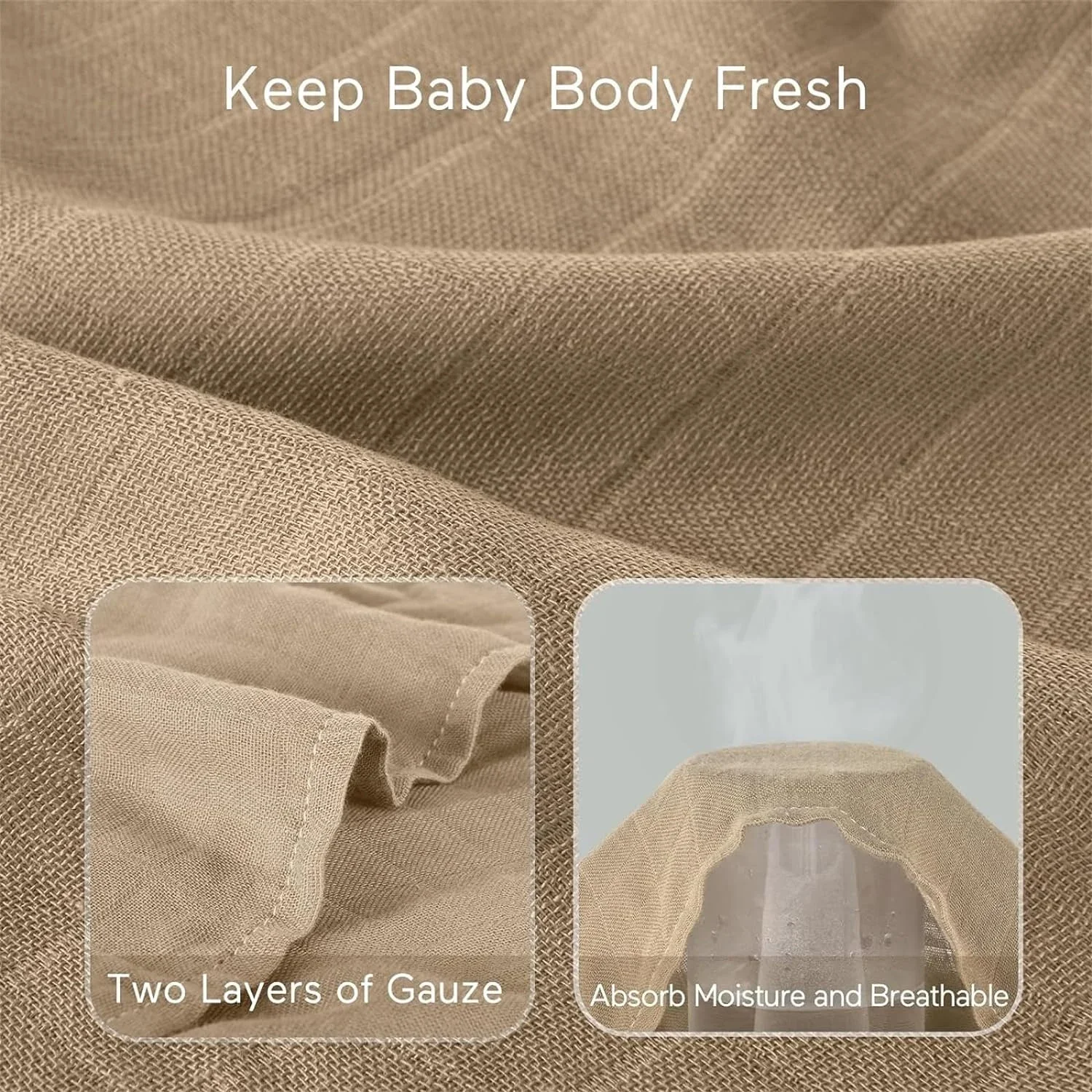 Baby Muslin Swaddle Blankets 2 Layers Breathable Skin-Friendly Newborn Receiving Blankets Swaddle Wrap Baby Essentials 120*110cm