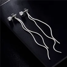  New Elegant Long Tassels Zircon Earrings For Women Korean Fashion Sexy Female Drop Earring Jewelry Girls Accessories Wholesale 