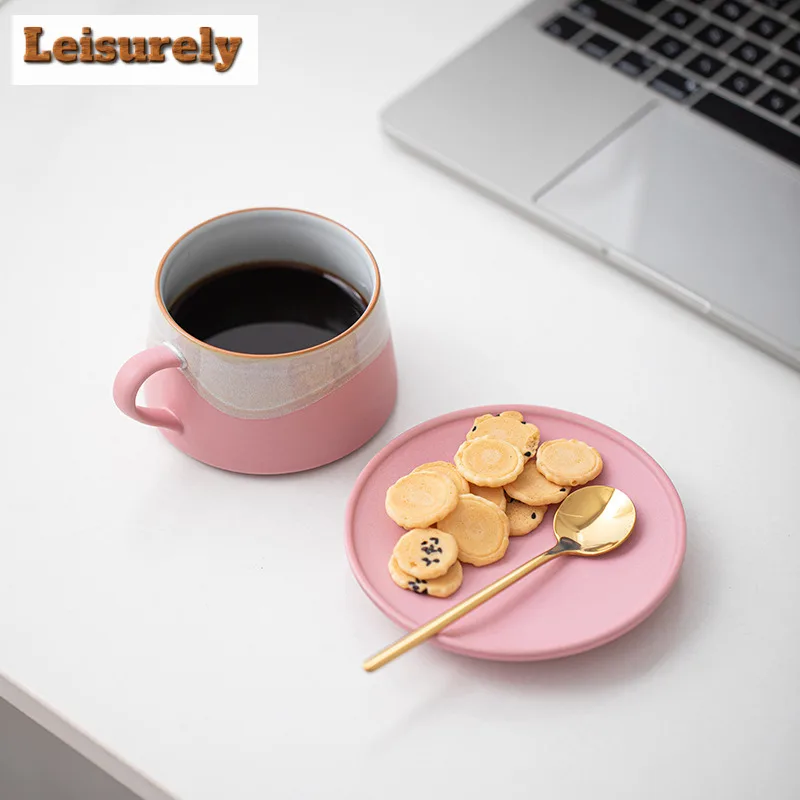 250ml Mountain and Sea Painting Scroll Coffee Mug with Plate Oatmeal Breakfast Mug Afternoon Tea Mug Cup Saucer Kit Tea Services