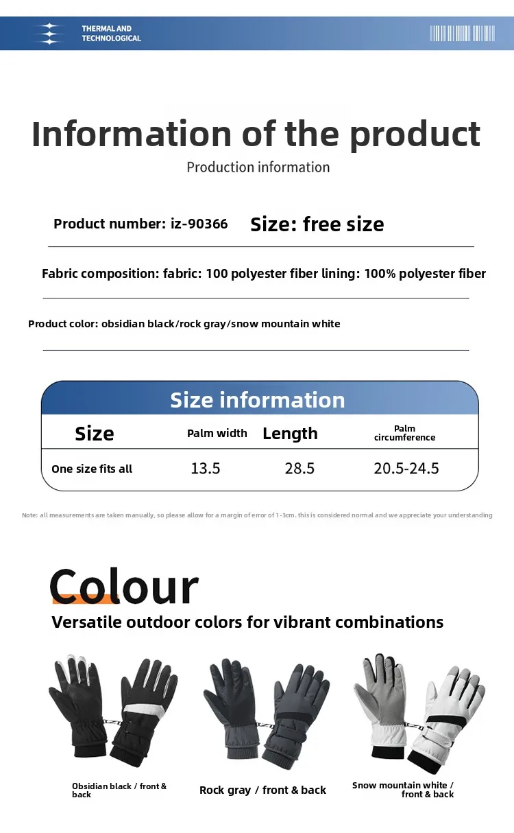 Comxz Trend Winter Five Finger Ski Gloves Waterproof Warm with Unique Section Cutting Minimalist Unisex Outdoor Sports Versatile