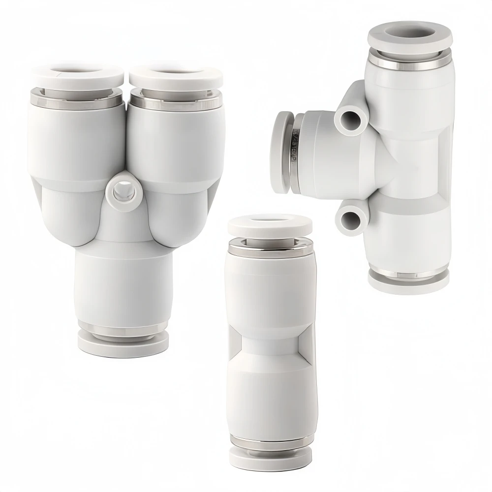 ข้อต่อลมแบบเร็ว ข้อต่อท่อลมและน้ำ ข้อต่อสายยางแบบกด 4 มม. 6 มม. 8 มม. 10 มม. 12 มม. 14 มม. 16 มม. PU PG PE PEG PY PW 1