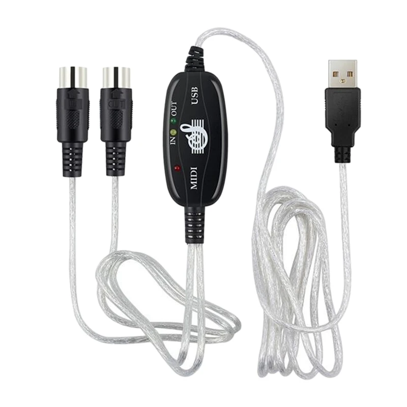 Approx 2.2yd Long LED Power Input Output Indicator MIDI to USB Cable USB PC Interface USB MIDI Cable with 16 Channels 