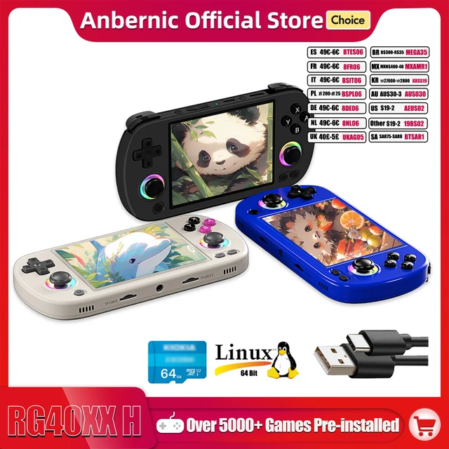 ANBERNIC RG40XX H Handheld Game Console 4.0-in 640*480 IPS Screen 3200mAh 64 Bit System With RGB Light Built in 5K+Games RG40XXH 1