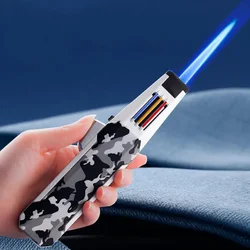 7 Colors Outdoor EDC Strong Power Long Gun Spray Butane Tube Lighter Kitchen Barbecue Metal Turbine Windproof Cigar Lighter
