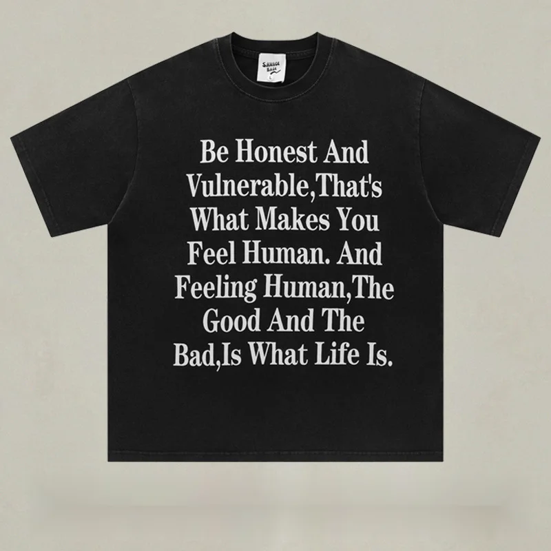 Herr t-shirt retro vintage lös passform med trendigt tryck_voghion.com