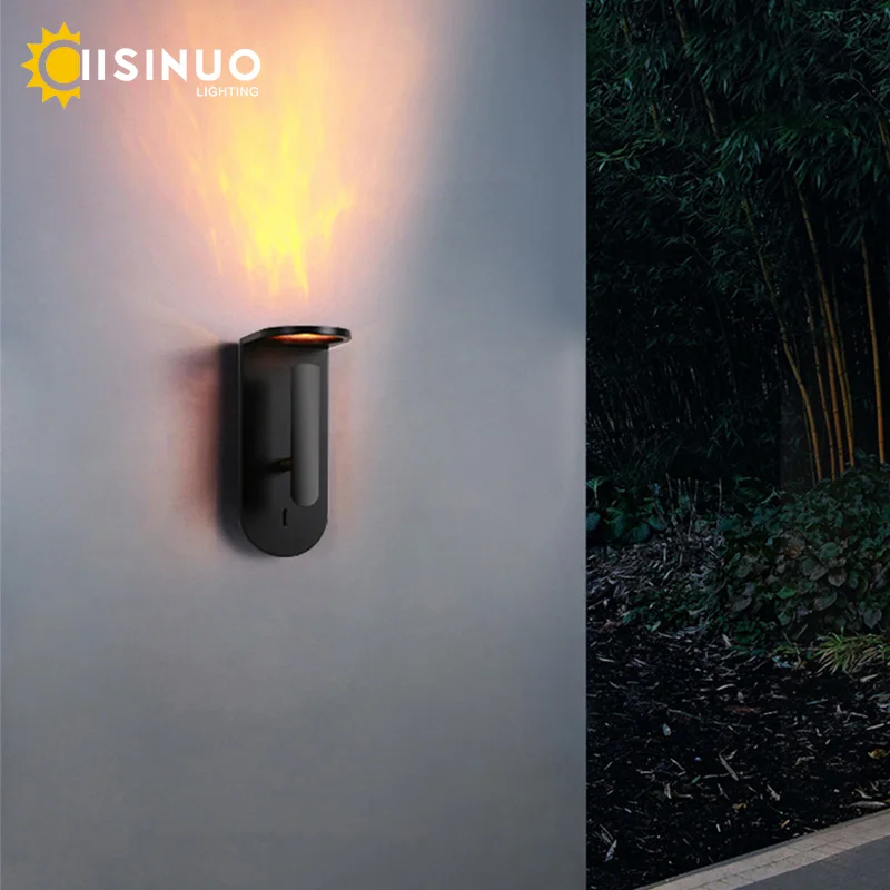 

Stainless Steel Light Outdoor Flickering Flame Wall Lantern Black LED 3W Waterproof Wall Lamp for Porch Patio Garden Decoration