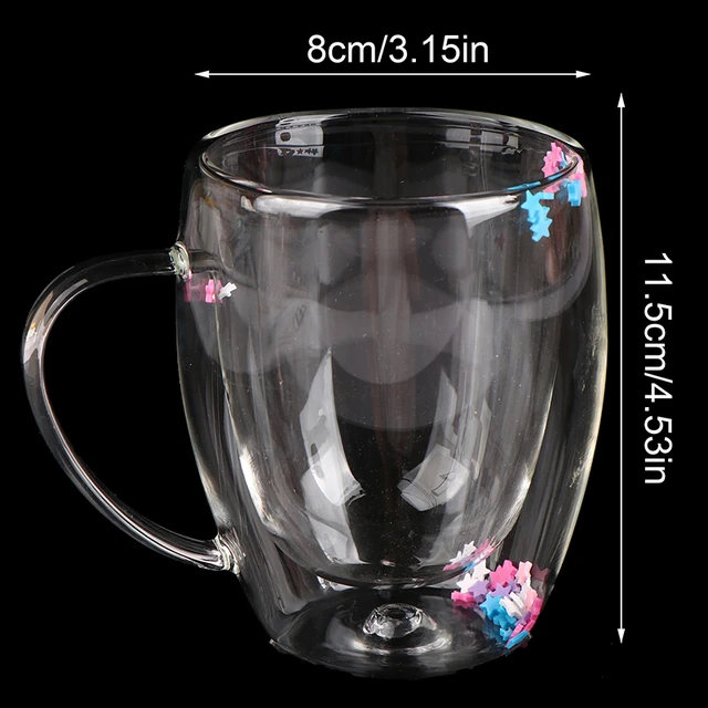 1pc Insulated Glass Coffee Mug With Handle, Transparent Design For