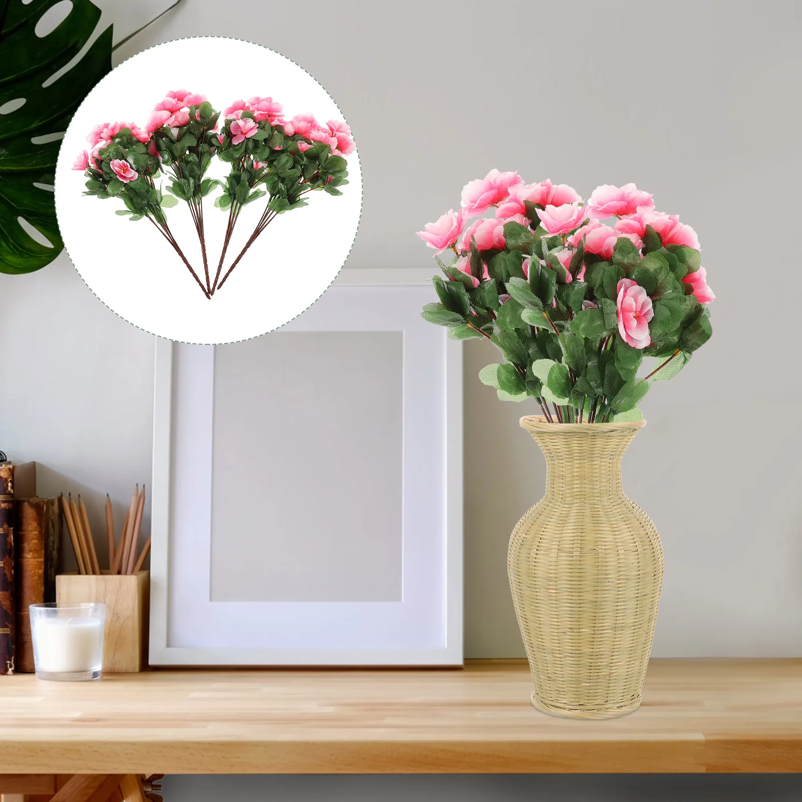 

4 Pcs Home Decor Outdoor Faux Plants Flowers Decoration Rhododendron Garden Decorations Decorative