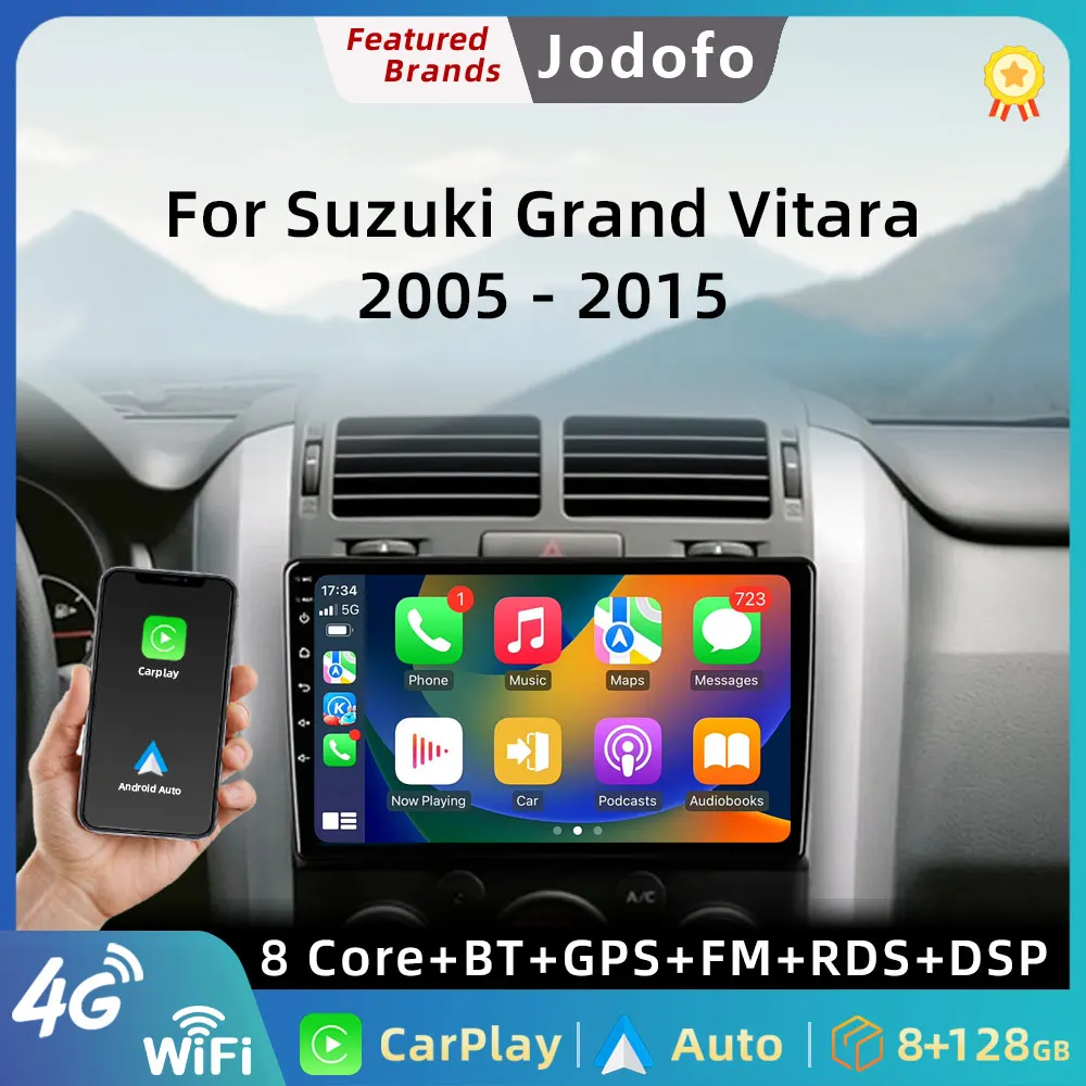 

Jodofo Car Radio Wireless CarPlay Android Auto For Suzuki Grand Vitara 3 2005-2015 Multimedia Player GPS 4G 2 Din Autoradio