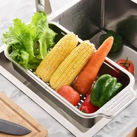 Stainless Steel Drain Basket Retractable Sink Strainer Basket For Washing Basin Bowl Chopsticks Plate Sink Drain Tray 1