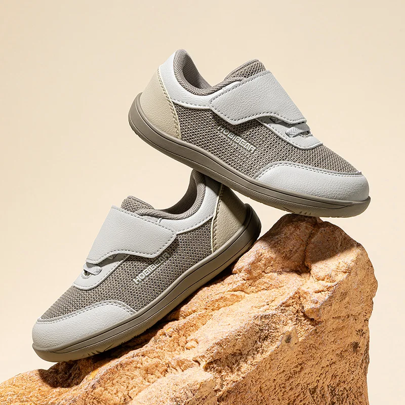Kids Minimalist Barefoot Sneakers - Breathable Wide Toe Hook Loop Casual Shoes