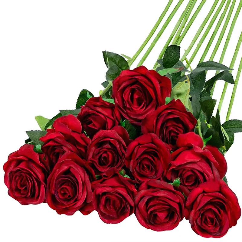 Set of Realistic Artificial Red Roses for Romantic Home and Event Decoration