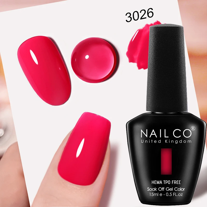 NAILCO Premium Soft Color Gel Polish - Vibrant Semi-Permanent Varnish, HEMA & TPO Free