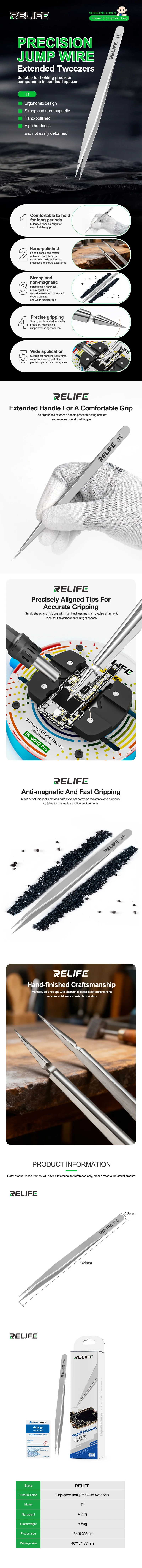 Nicht magnetische, verlängerte Pinzette, Griff, eng, fliegender Sprungdraht, Kondensatoren, Chips, Präzisionsteile, Reparaturwerkzeug für Leiterplatten für Mobiltelefone – Detail 1