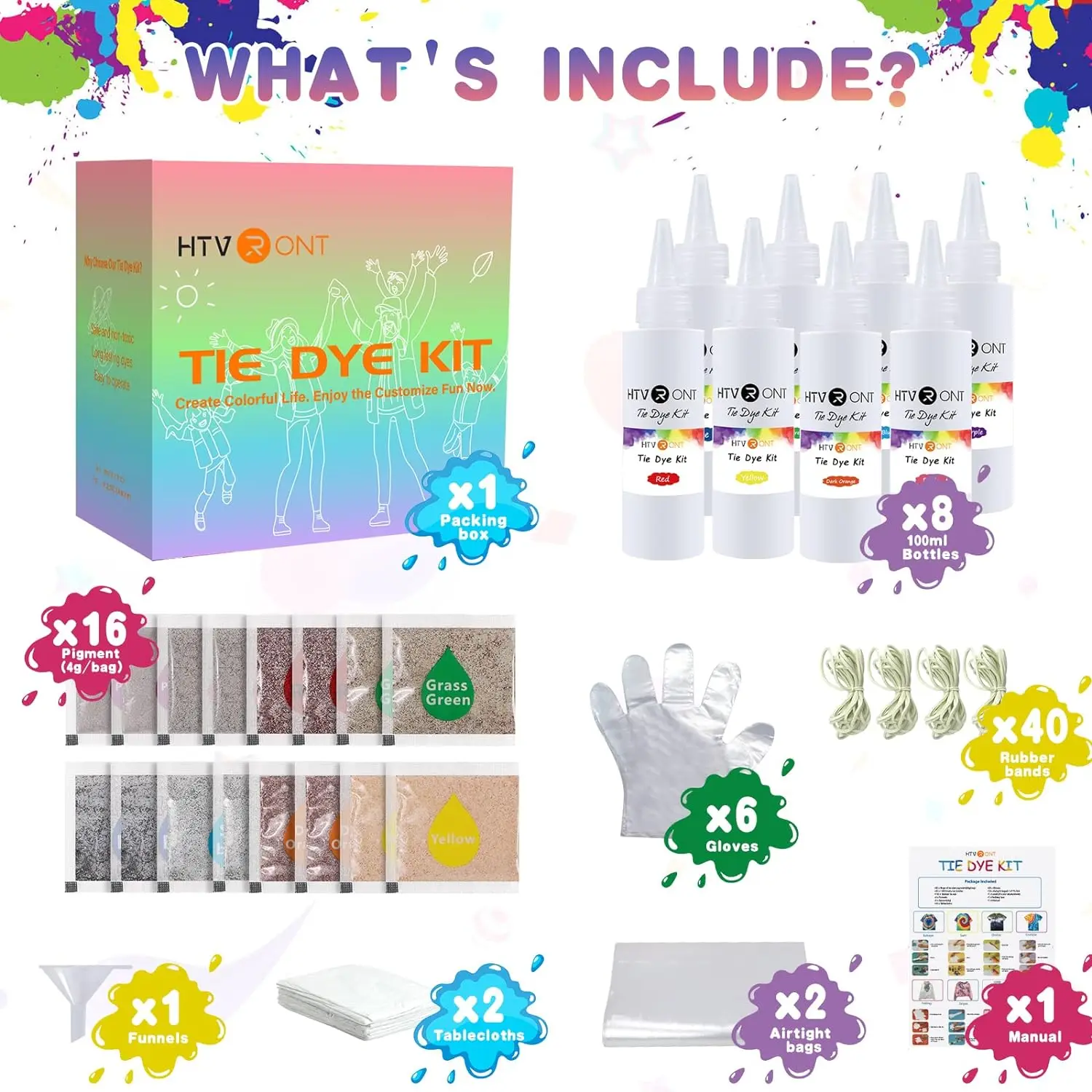 100ML Tie Dye Kit for Clothing Shirt Dress Adult Kids Suitable for Beginners