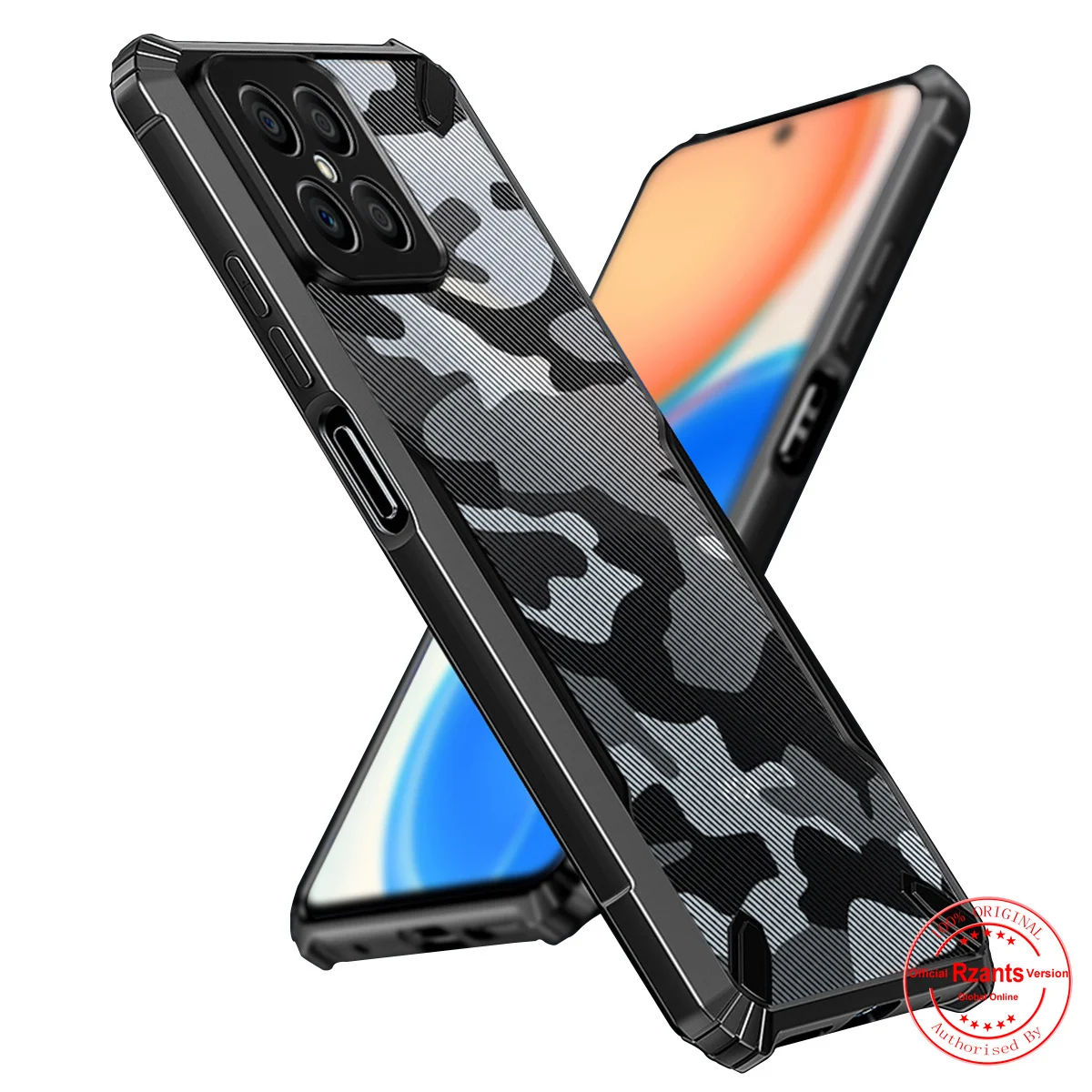 Rzants For Honor X8 Half Clear Case [Camouflage Military Bull] Thin Strong Protection Phone Casing
