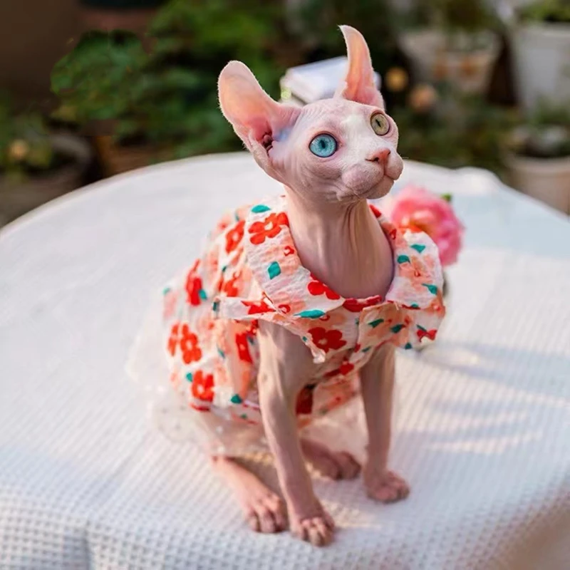 thumbnail image 2 of Hairless Cat Costume Breathable Summer Suspender Skirt Elegant Romantic Girly Cat Dress, Cotton Cute Dress, Soft Princess Dress For Sphynx, Cornish 2 of 13