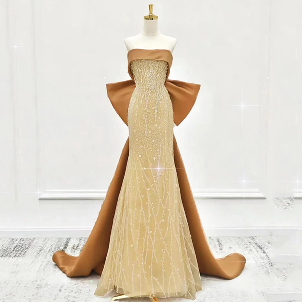 

Вечерние блестящие платья-русалки GUXQD, вечерние платья без бретелек с бисером и блестками для выпускного вечера и торжественных случаев