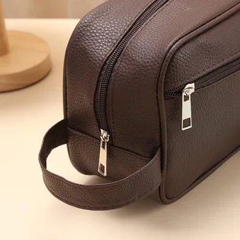 Männer Wasserdichte Reise-Kulturtasche- PVC Litschi Muster Kosmetiktasche