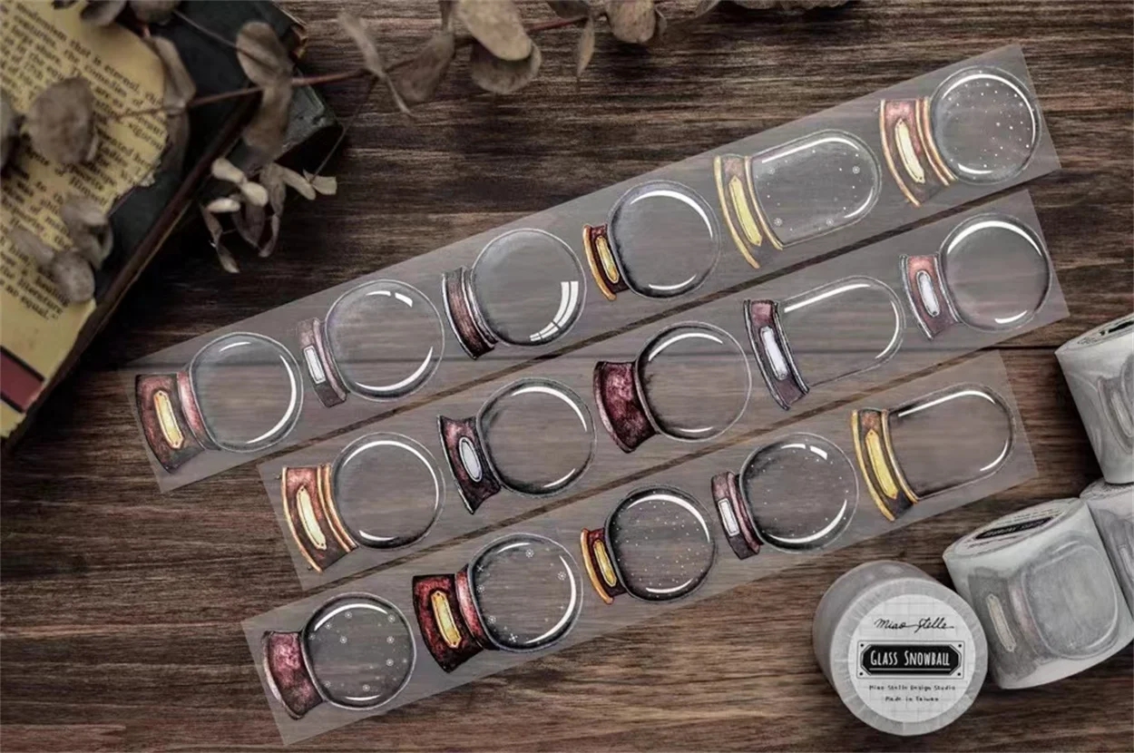 

Miaostelle Vintage Glass Snowball Washi PET Tape Planner DIY Card Making Scrapbooking Plan Decorative Sticker