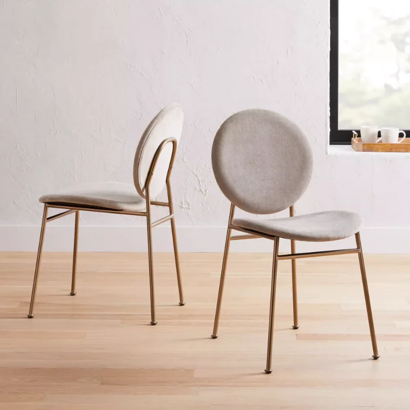 

Garden Mid Century Ining Chairs Outdoor Kitchen Metal Legs Floor Protector Dining Chairs Relax Fashion Cadeira Indoor Furniture