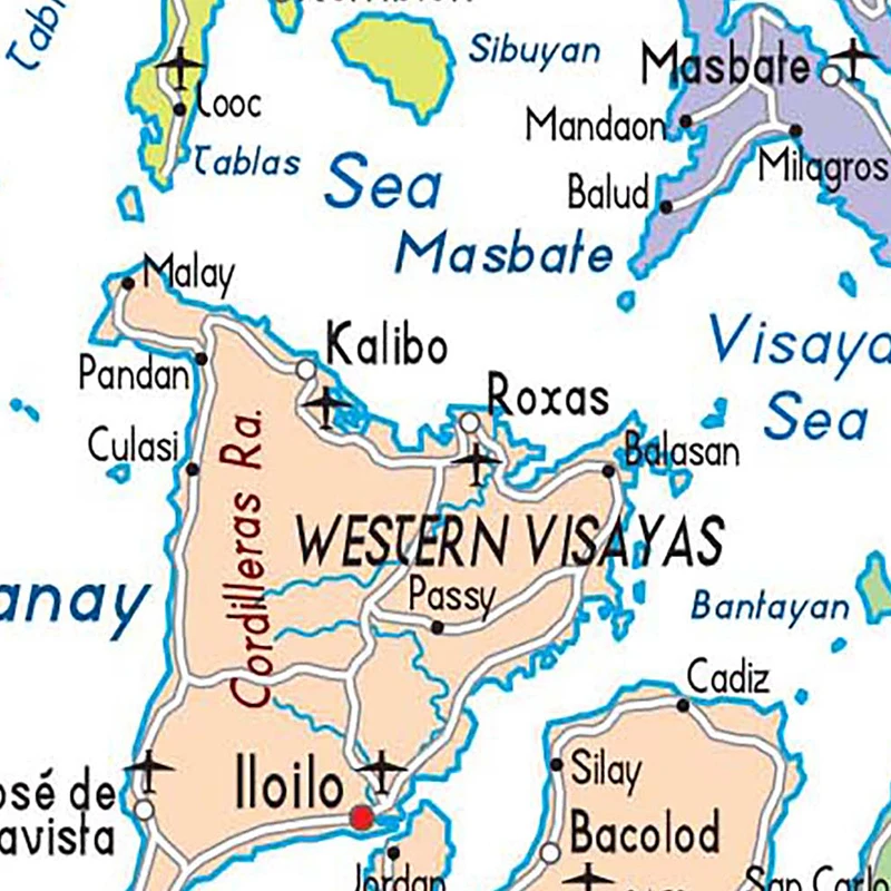 42*59cm The Philippines Administrative Map Wall Decorative Canvas Painting Unframed Poster and Print Living Room Home Decoration