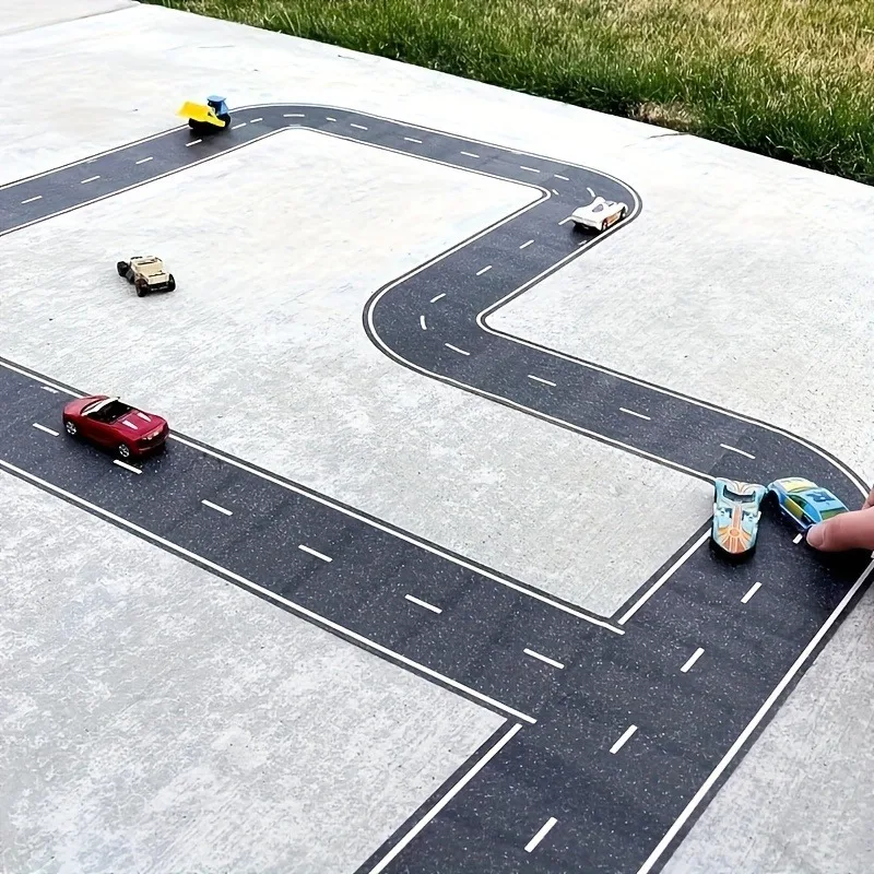 Reusable Cartoon Road Track Stickers with Glitter Finish