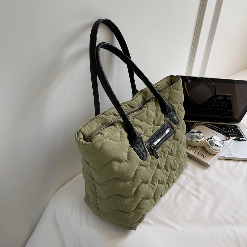 Frauen Handtasche Herbst/Winter Mode Raute Raum Baumwolle Anzug Schulter Tasche Große Kapazität Einfarbig Alle-Spiel Einkaufstasche – Detail 14