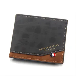 Compact Frosted Leather Wallet with Coin Pocket & Photo Holder (Black)