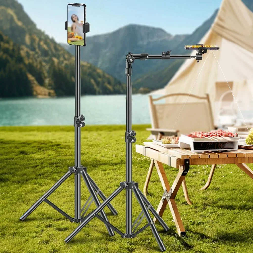 Horizontal Overhead Tripod Adjustable Cell Phone Tripod Stand for Filming Video Recording Live Stream
