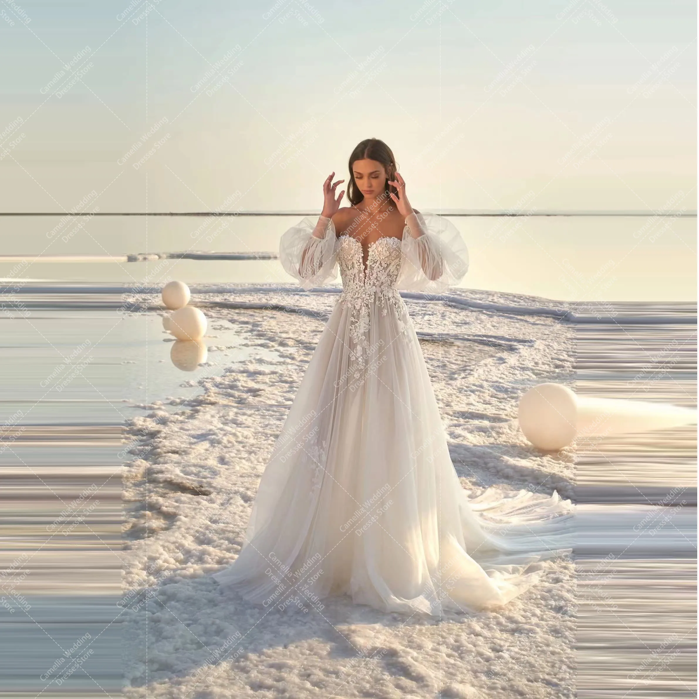 Boho Splendidi Abiti Da Sposa Elegante Una Linea Principessa Sweetheart Appliques Abiti Da Sposa Abiti Formali De Novia 2024