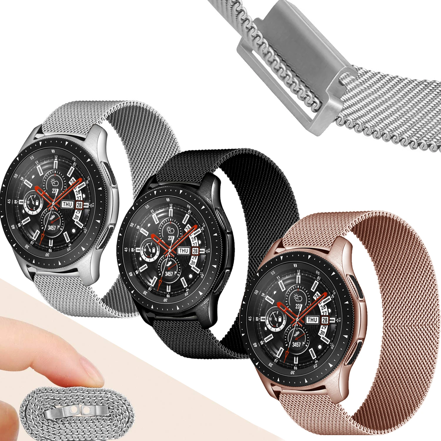 Магнитный ремешок для Amazfit GTS/2/2e/3/GTS2 Mini/GTR 42 мм/47 мм/GTR2/3/Pro stratos металлический