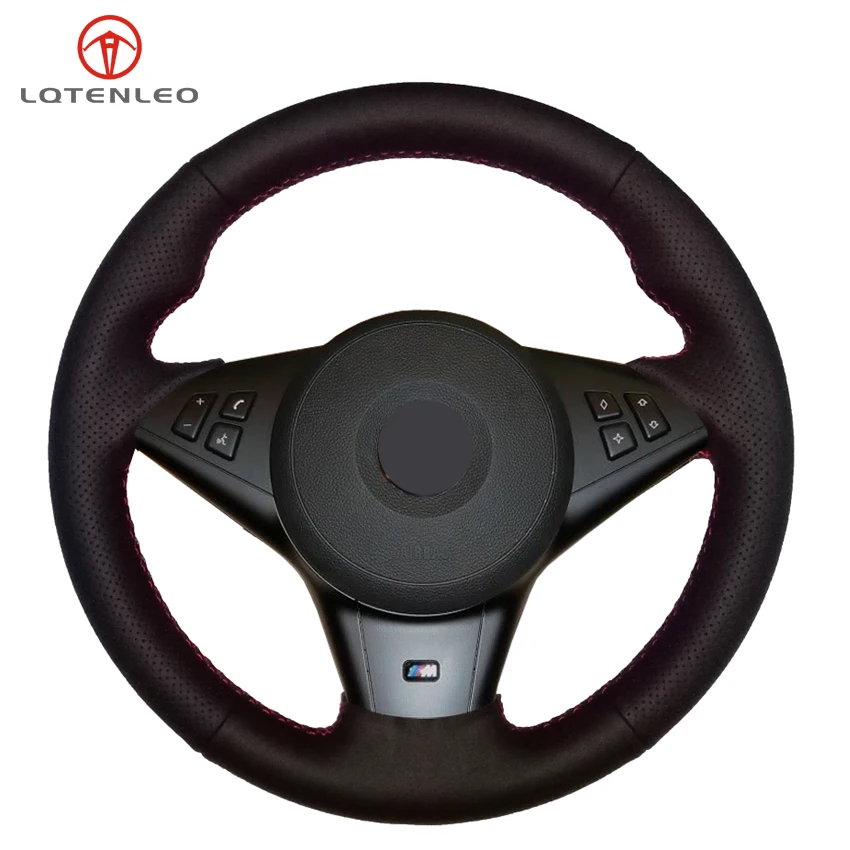 

LQTENLEO Black PU Artificial Leather Steering Wheel Cover for BMW E60 E61 Touring 530d 545i 550i E63 Coupe E64 630i 645Ci 650i