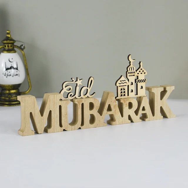 Ornamento Eid Mubarak In Legno E Acrilico - Design Oro E Nero, 30x16 Cm - Foto 8