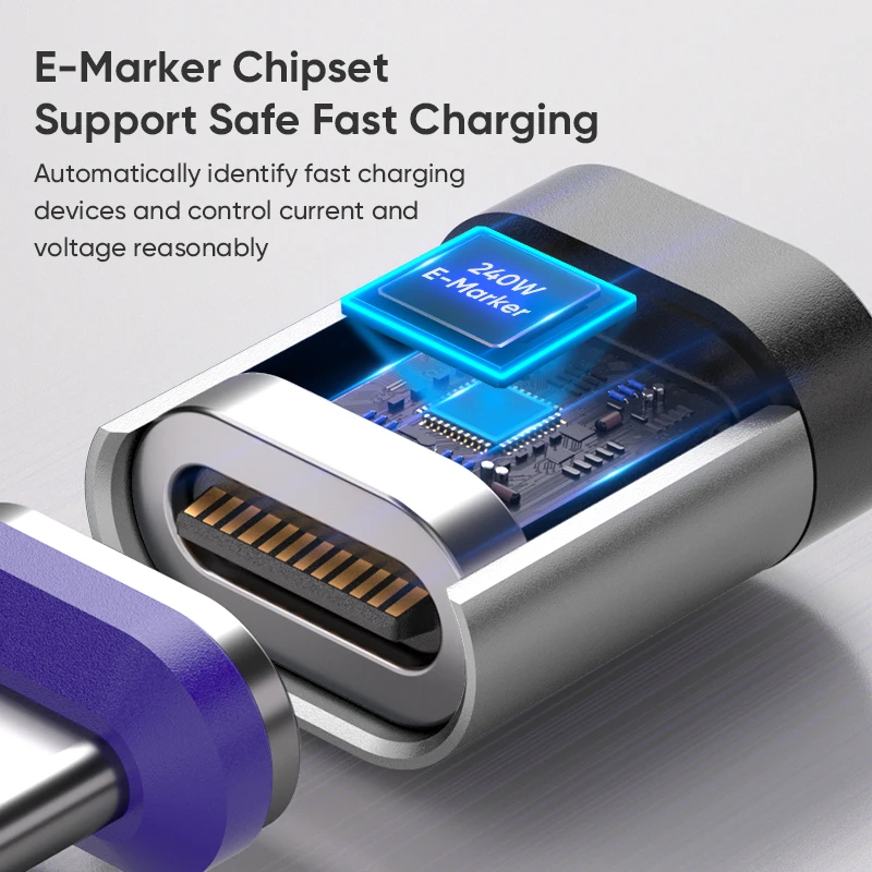 High-Power Magnetic USB-C to USB-C Fast Charge Adapter with USB4.0 and 8K Support