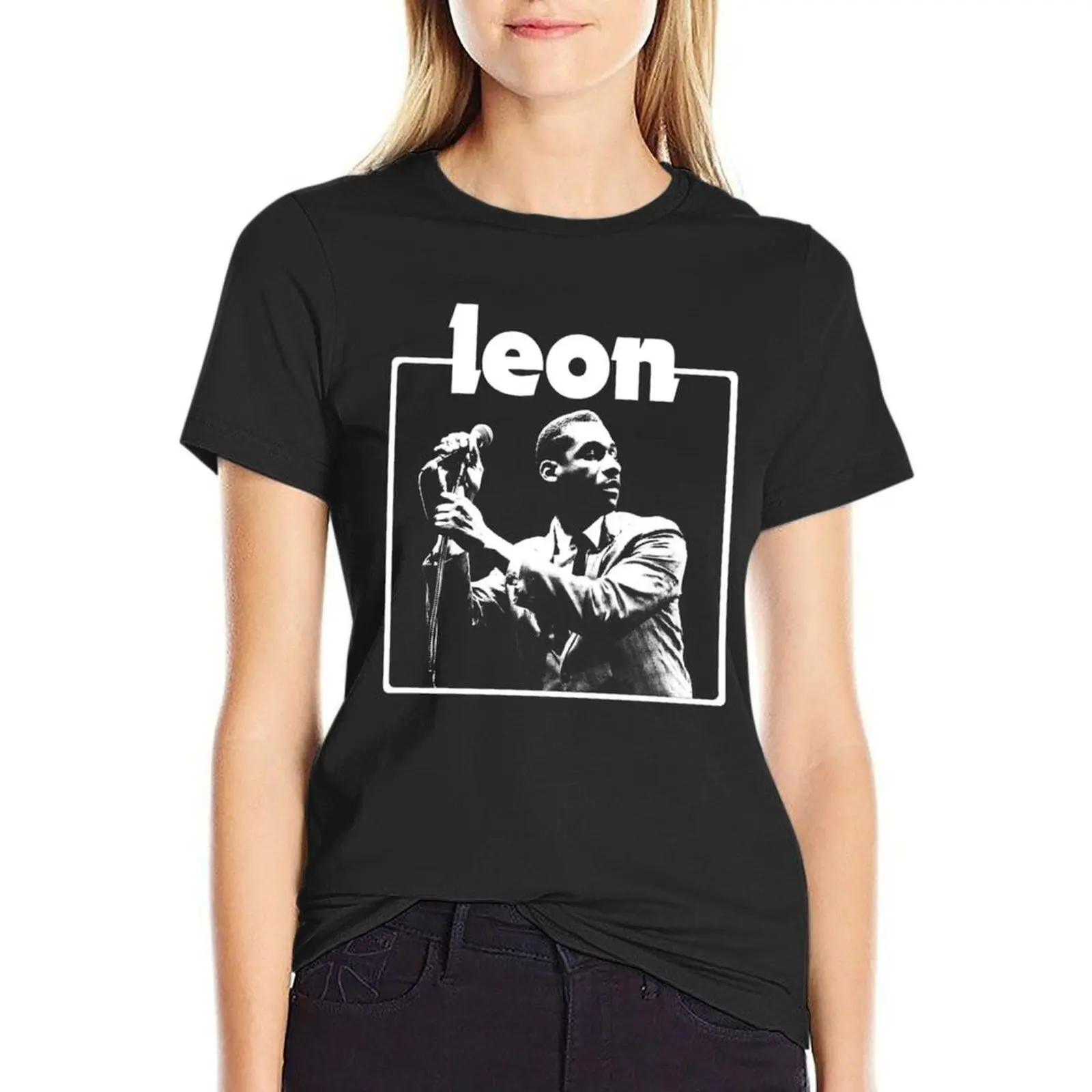 

Leon - The White Stencil T-shirt kawaii clothes funny graphics t-shirt dress for Women sexy