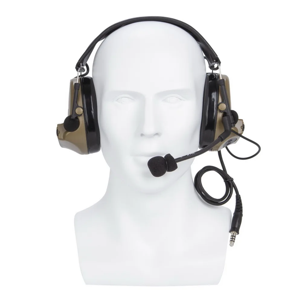 U94 PTT+brown Tactical Headset and Noise Reduction Hearing Protection Shooting Headphone for Baofeng UV9R UV-9R Plus UV-XR BF-A5