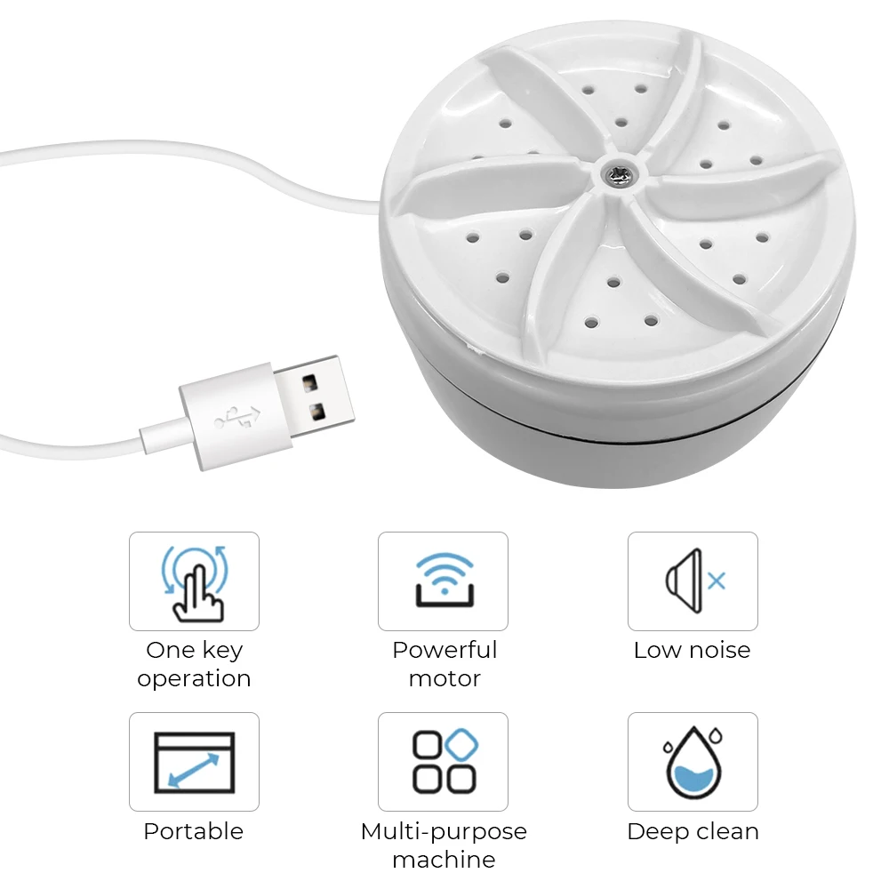 Towel Underwear Portable Rotating Turbine USB Multifunction Mini Washer for Travel Home Business Trip Wash Dishes
