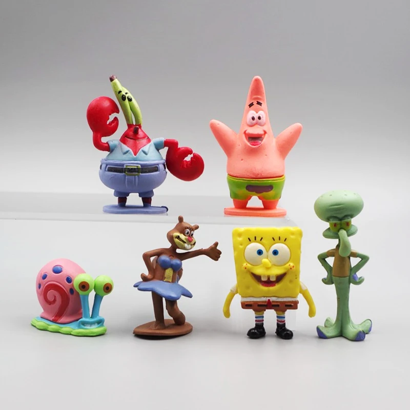 6 Pz/Set Spongebob Action Figures Cartoon Movie Mini Dolls Bambini Regali Di Compleanno Set 5.6Cm