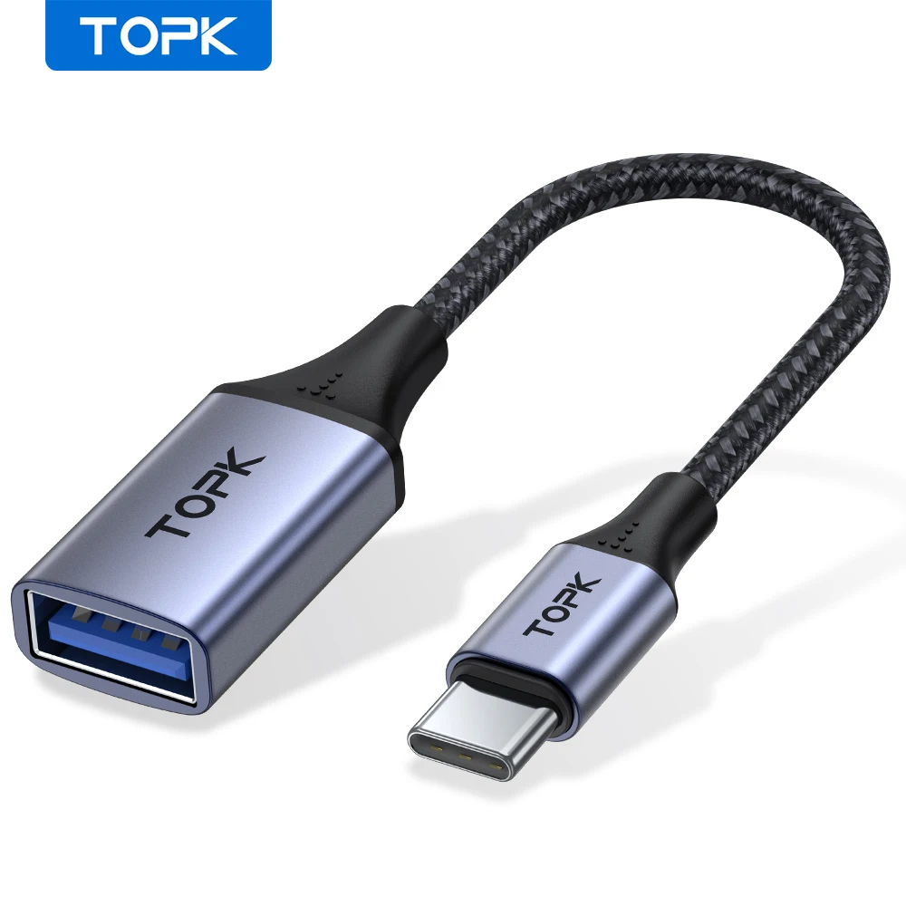 TOPK USB C to USB Adapter OTG Cable USB Type C Male to USB 3.0 2.0 Female Cable Adapter for MacBook Pro Samsung Type-C Adapter