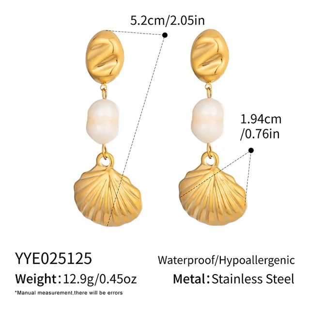 c.citybeauty – boucles d'oreilles élégantes en perles naturelles pour femmes, longue chaîne, en acier inoxydable plaqué or 18 carats, bijoux quotidiens